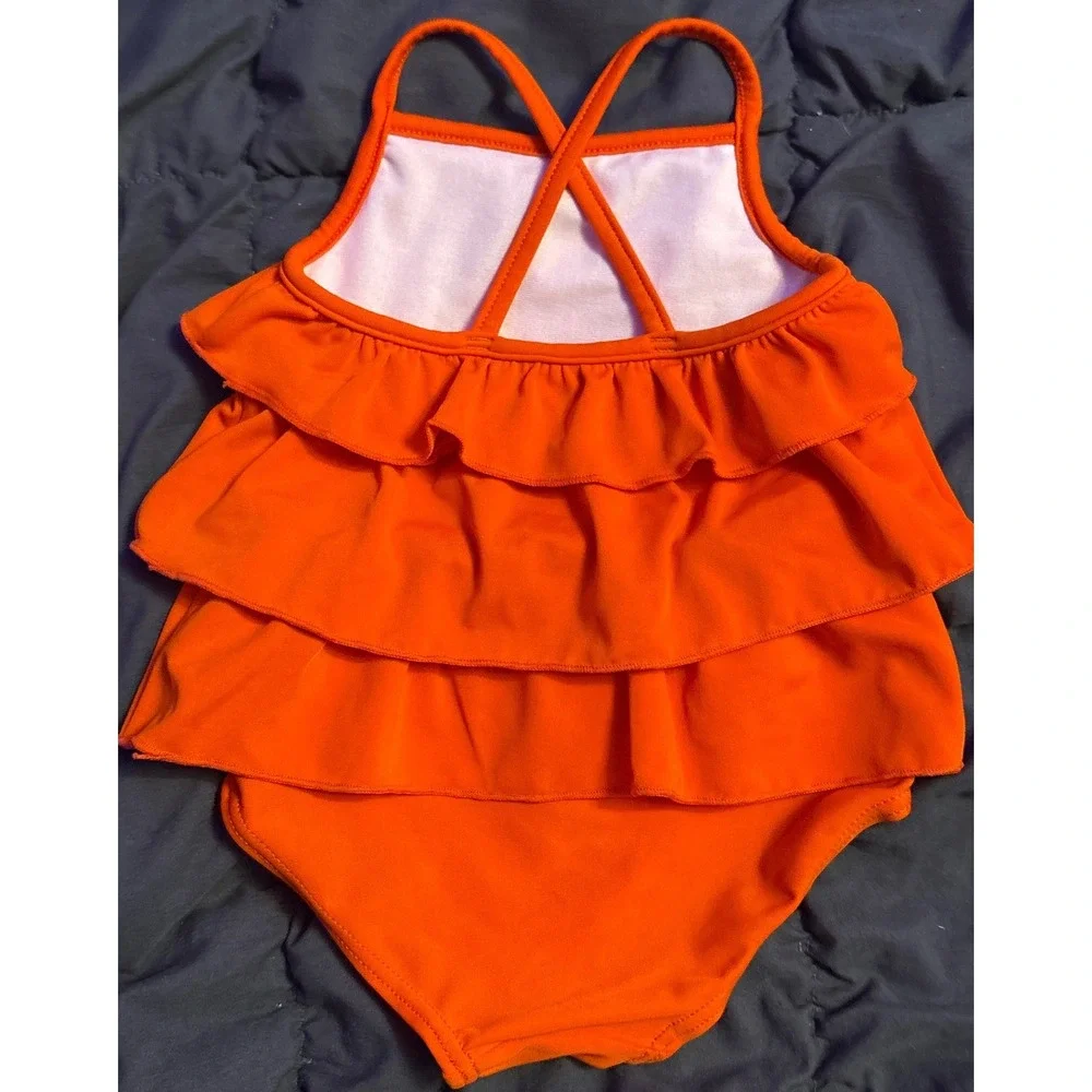 Carter's Baby Girls Red Tiered Ruffle One-Piece Swimsuit Size 6 Months